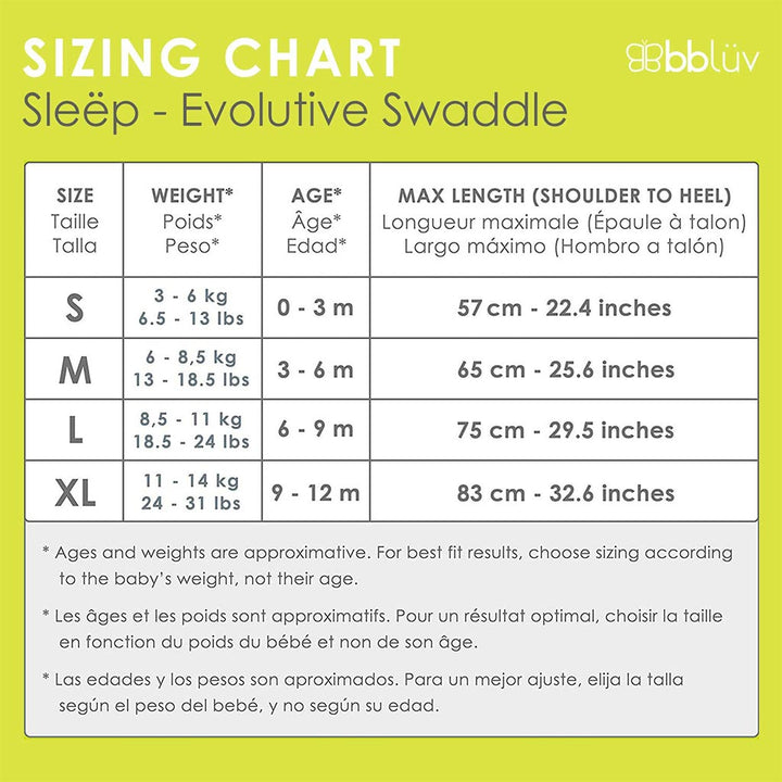 Bbluv Sleep 3-In-1 Evolutive Swaddle With Removable Sleeves For 3-6 Months, Medium, Pack of 1's - Easy Pharmacy LLC
