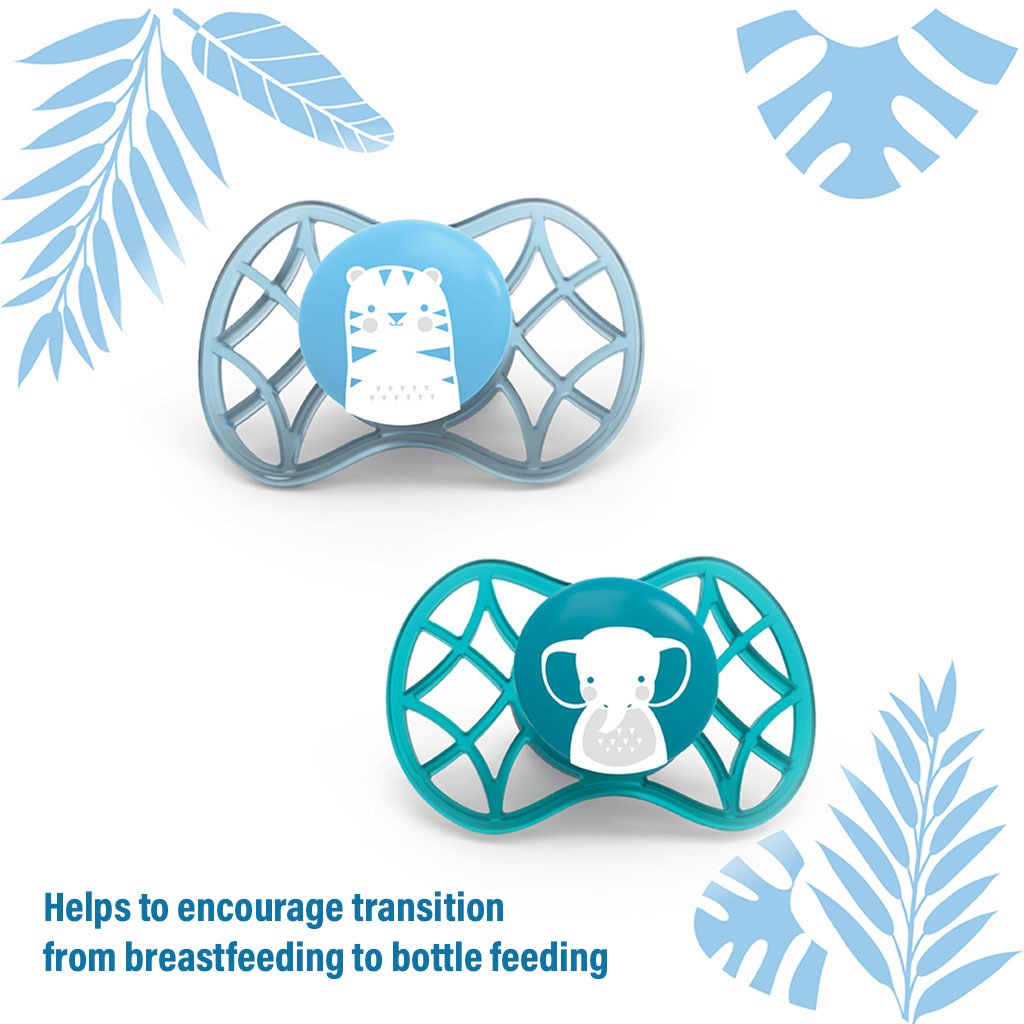 Nuvita AIR.55 Pacifier With Symmetrical Teat For 0 Months+ Baby, Blue ,Pack of 2's - Easy Pharmacy LLC