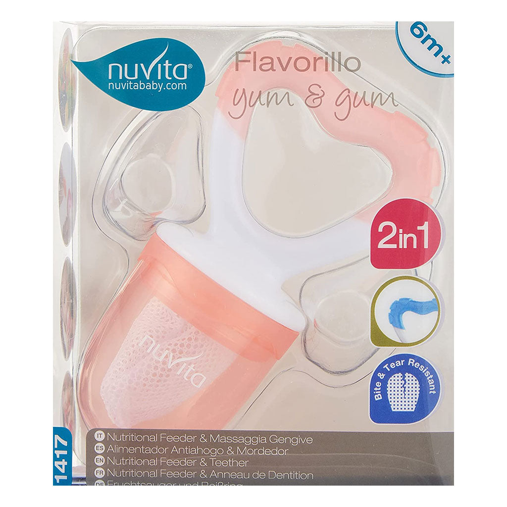 Nuvita Flavorillo 2-In-1 Nutritional Feeder & Teether Set - Pink - Easy Pharmacy LLC