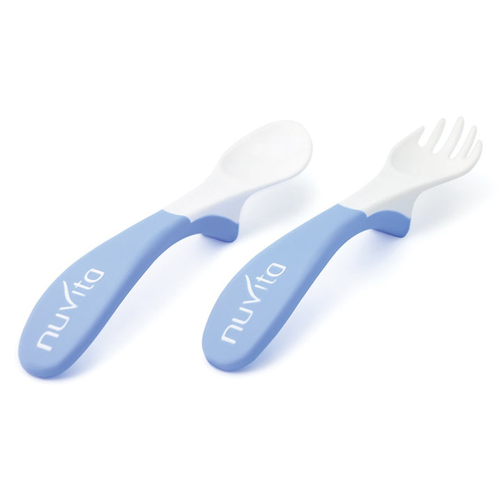 Nuvita Easy Eating Plastic Spoon & Fork Set - Blue - Easy Pharmacy LLC