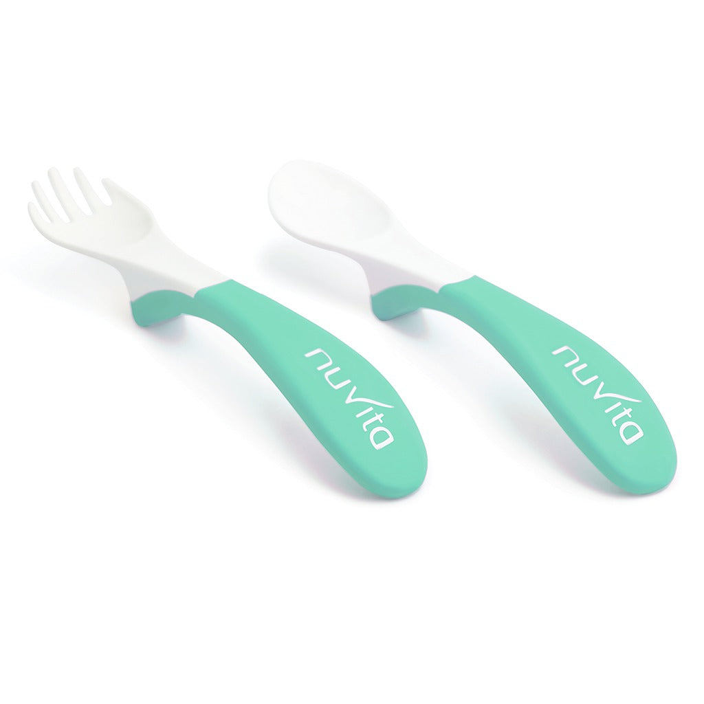 Nuvita Easy Eating Plastic Spoon & Fork Set - Green - Easy Pharmacy LLC