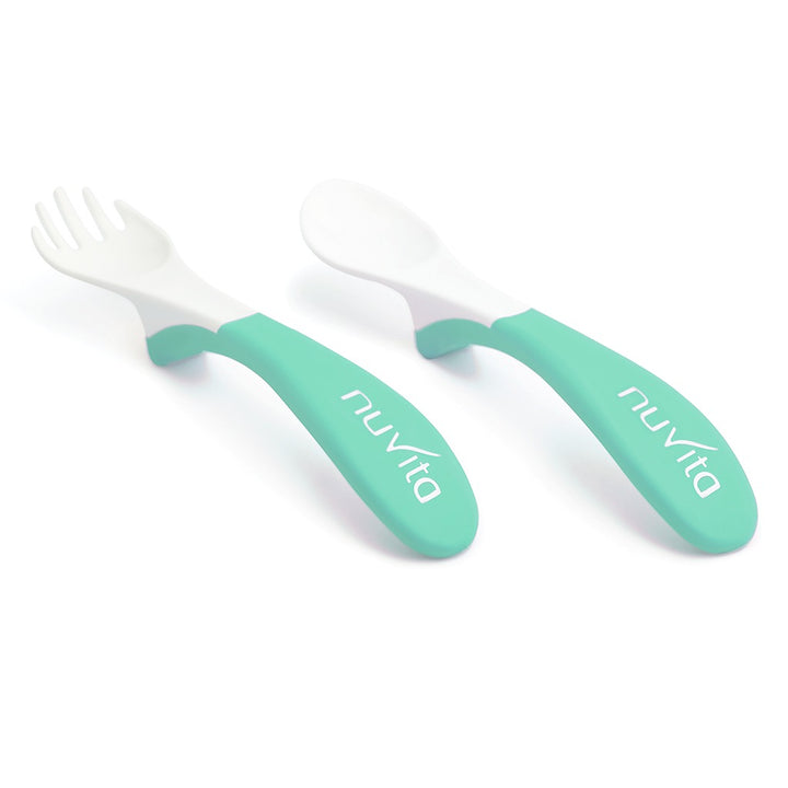 Nuvita Easy Eating Plastic Spoon & Fork Set - Green - Easy Pharmacy LLC
