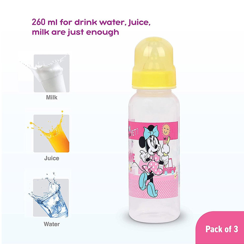 Disney Minnie Mouse 260ml Feeding Bottle For 0+Month Baby, Pack of 3's - Easy Pharmacy LLC