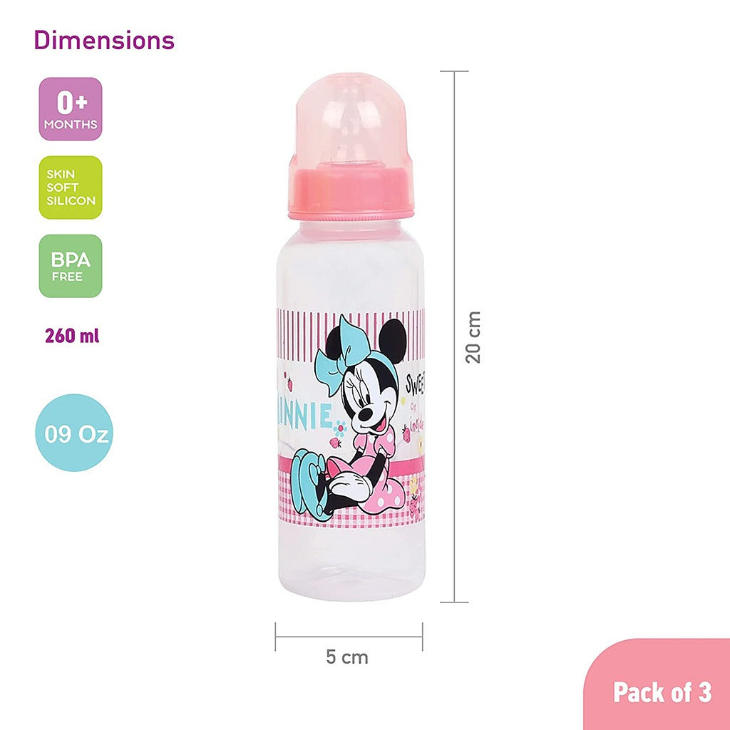 Disney Minnie Mouse 260ml Feeding Bottle For 0+Month Baby, Pack of 3's - Easy Pharmacy LLC