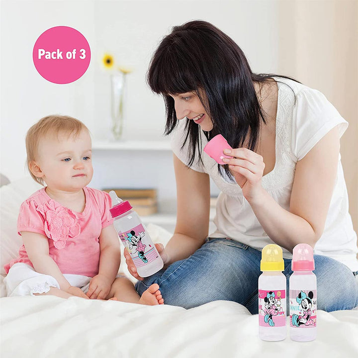 Disney Minnie Mouse 260ml Feeding Bottle For 0+Month Baby, Pack of 3's - Easy Pharmacy LLC