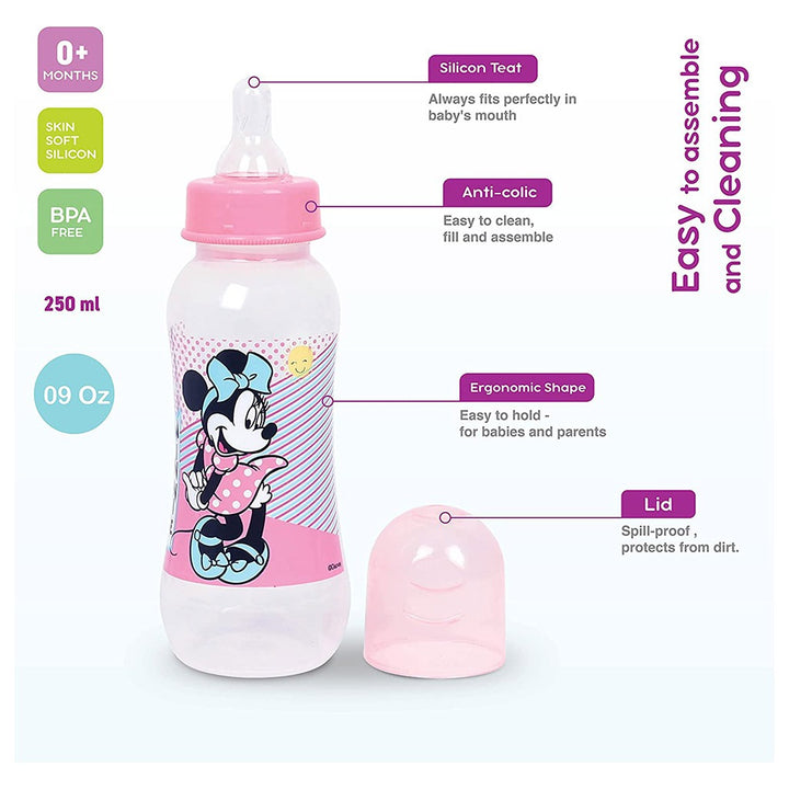 Disney Minnie Mouse 260ml Feeding Bottle For 0+Month Baby, Pack of 1's - Easy Pharmacy LLC