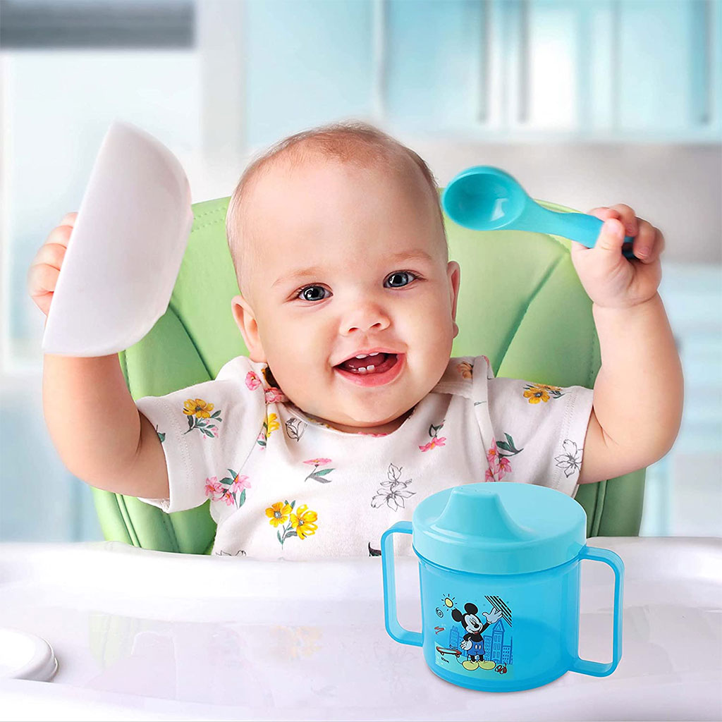 Disney Mickey Mouse 225ml Training Double Handle Spill Proof Sippy Cup For 18+ Months Baby, Blue, Pack of 1's - Easy Pharmacy LLC