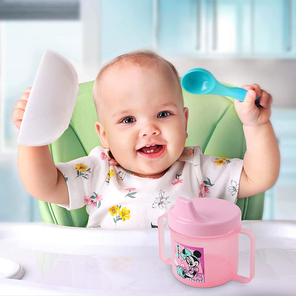 Disney Minnie Mouse 225ml Training Double Handle Spill Proof Sippy Cup For 18+ Months Baby, Pink, Pack of 1's - Easy Pharmacy LLC