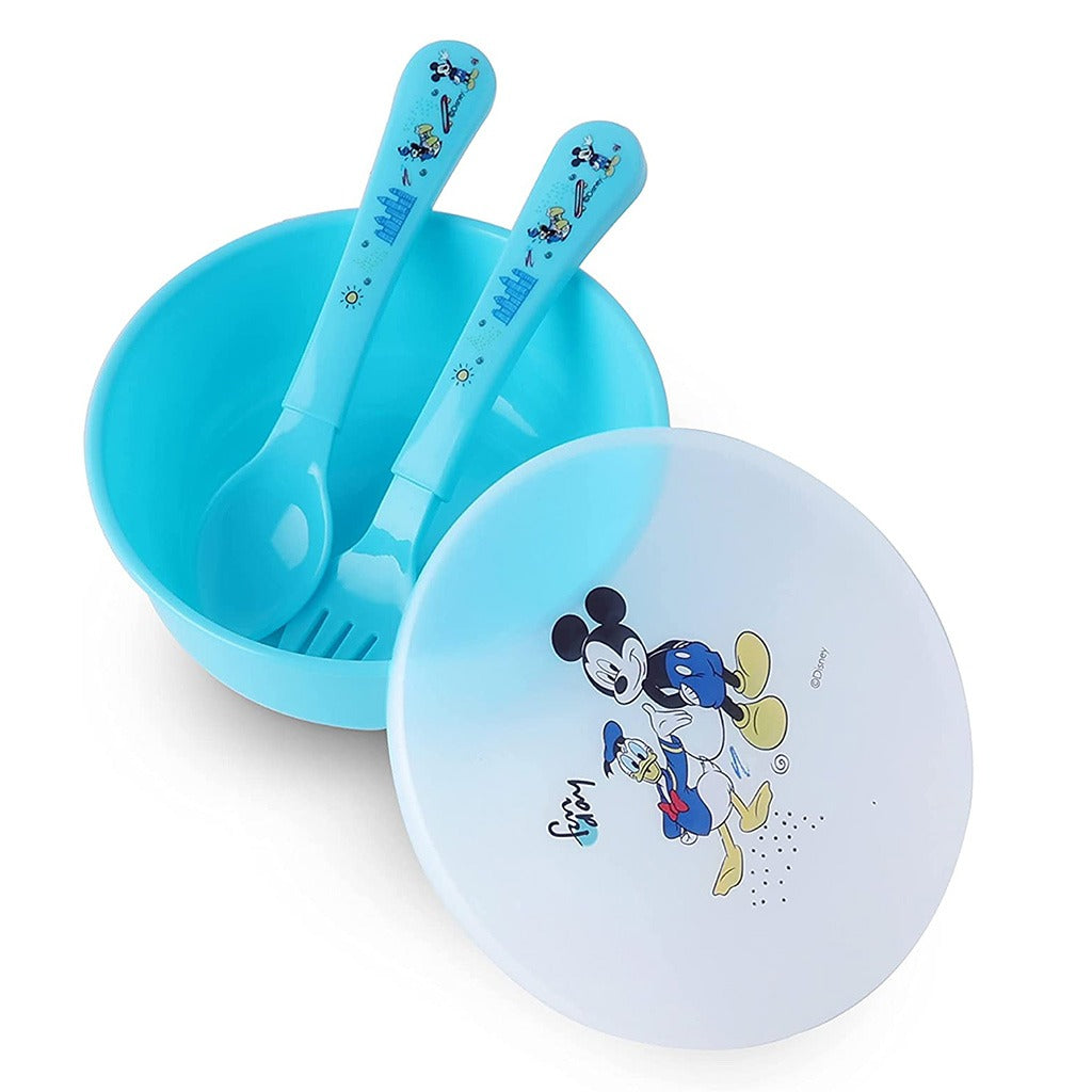 Disney Mickey Mouse Feeding Bowl Set For 6 Months+ Babies, Blue, Set of 3 Pieces - Easy Pharmacy LLC