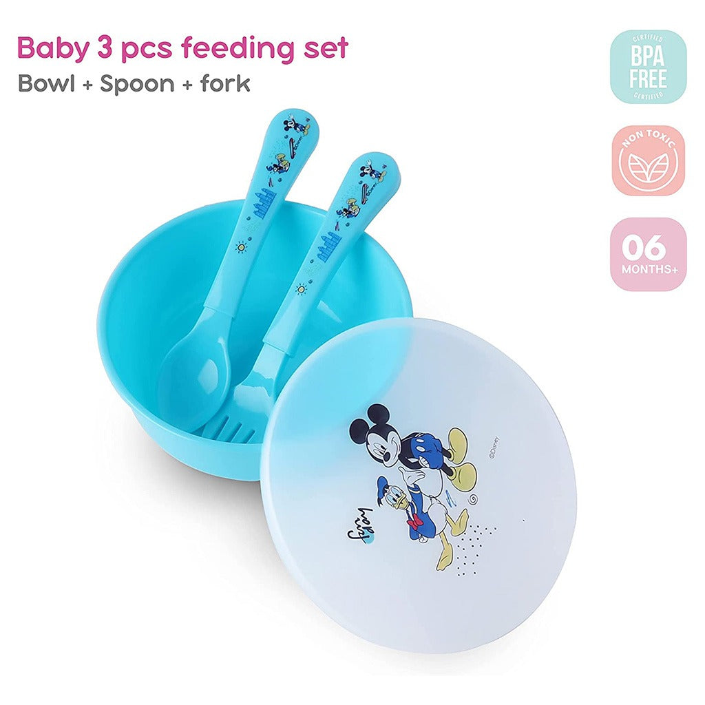 Disney Mickey Mouse Feeding Bowl Set For 6 Months+ Babies, Blue, Set of 3 Pieces - Easy Pharmacy LLC