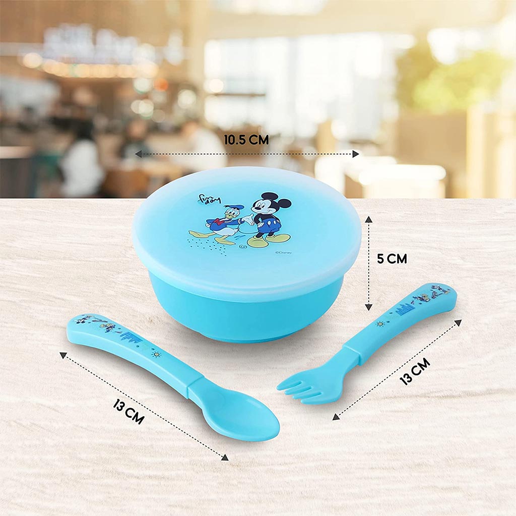 Disney Mickey Mouse Feeding Bowl Set For 6 Months+ Babies, Blue, Set of 3 Pieces - Easy Pharmacy LLC