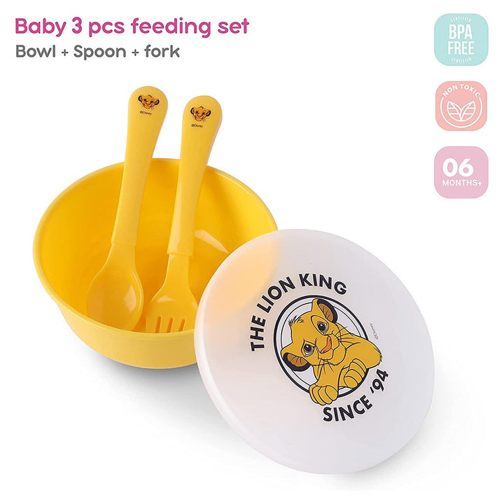 Disney The Lion King Feeding Bowl Set For 6 Months+ Babies, Yellow, Set of 3 Pieces - Easy Pharmacy LLC