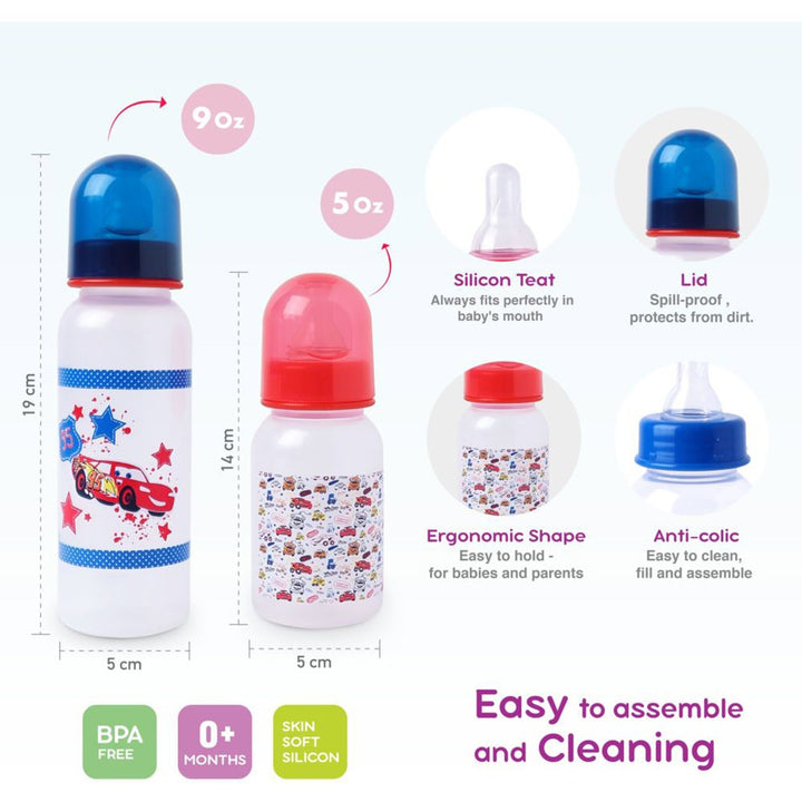 Disney Cars Lightning McQueen Feeding Combo Gift Set For Baby With Feeding Bottle, Soother & Bottle Brush - Pack of 4 Pieces TRHA1725 - Easy Pharmacy LLC