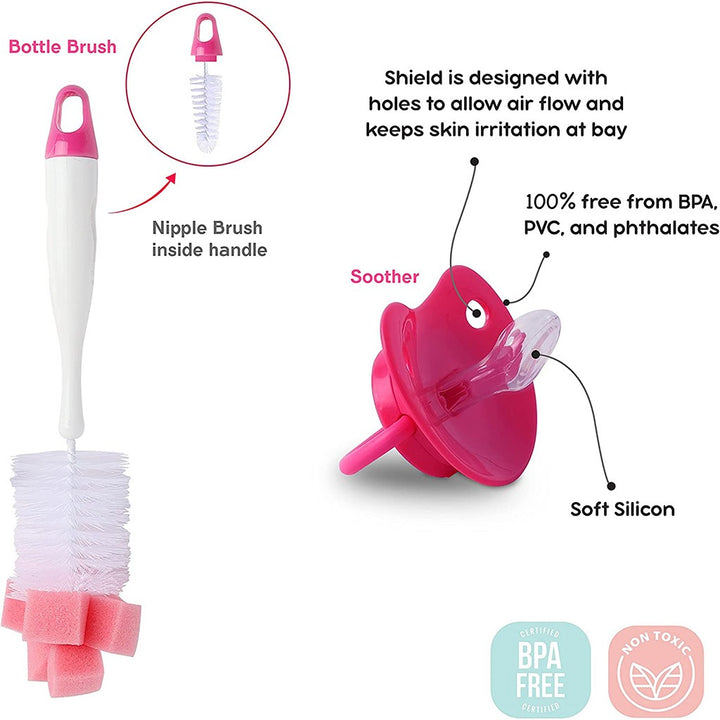 Disney Princess Feeding Combo Gift Set For Baby With Feeding Bottle, Soother & Bottle Brush - Pack of 4 Pieces TRHA1729 - Easy Pharmacy LLC