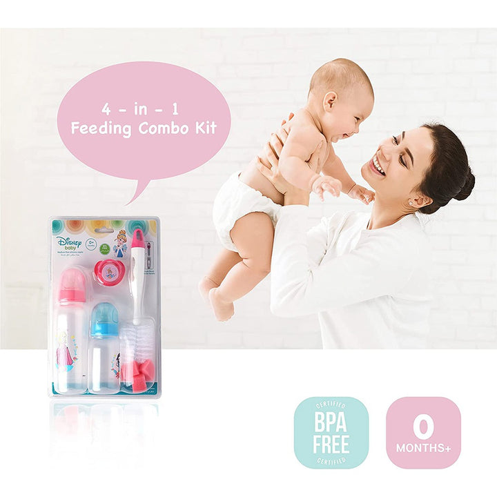 Disney Princess Feeding Combo Gift Set For Baby With Feeding Bottle, Soother & Bottle Brush - Pack of 4 Pieces TRHA1729 - Easy Pharmacy LLC