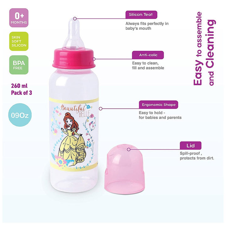 Disney Princess 260ml Feeding Bottle For 0+ Month Babies, Pack of 3's - Easy Pharmacy LLC