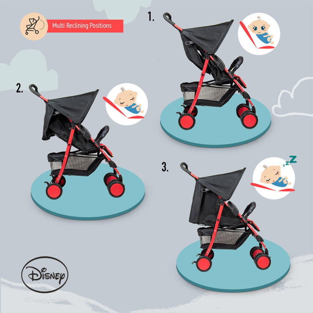 Disney Mickey Mouse Lightweight Picnic Stroller With Storage Cabin For 0 - 36 Months Baby - D1 Mickey - Easy Pharmacy LLC