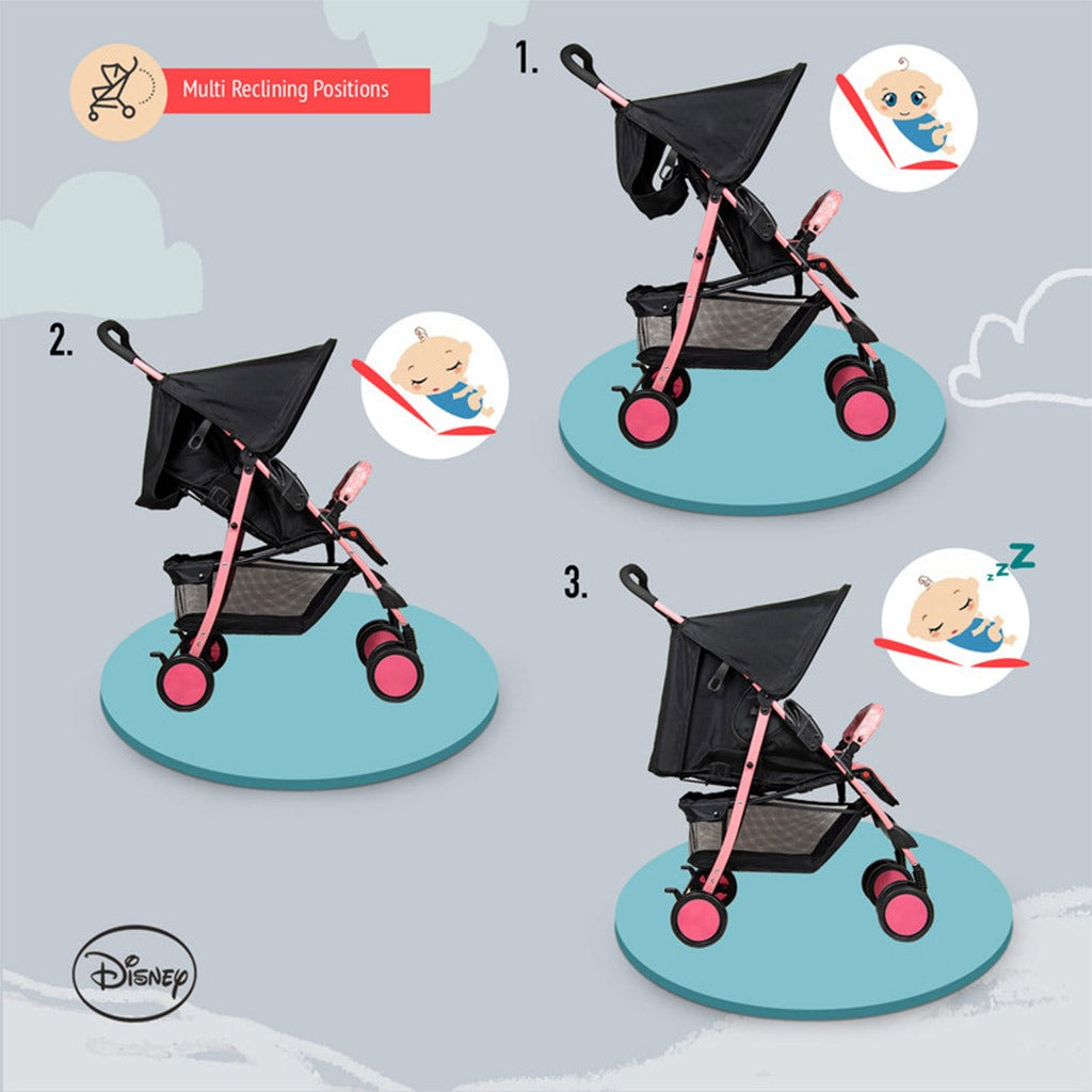 Disney Minnie Mouse Lightweight Picnic Stroller With Storage Cabin For 0 - 36 Months Baby - D1 Minnie - Easy Pharmacy LLC