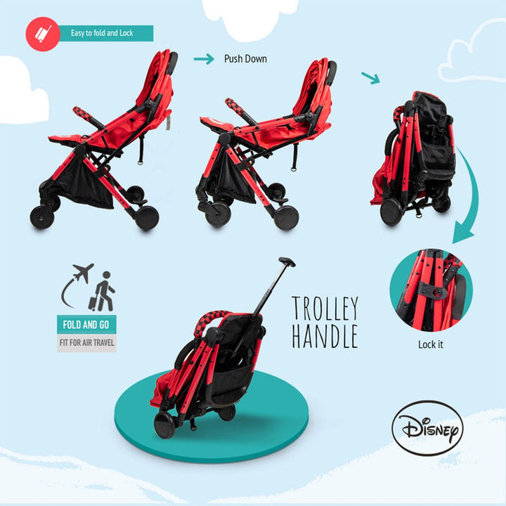 Disney Cars Lightning McQueen Light Weight Travel Stroller For 0 - 36 Months Baby - S101 Cars - Easy Pharmacy LLC