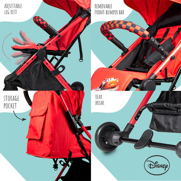 Disney Cars Lightning McQueen Light Weight Travel Stroller For 0 - 36 Months Baby - S101 Cars - Easy Pharmacy LLC