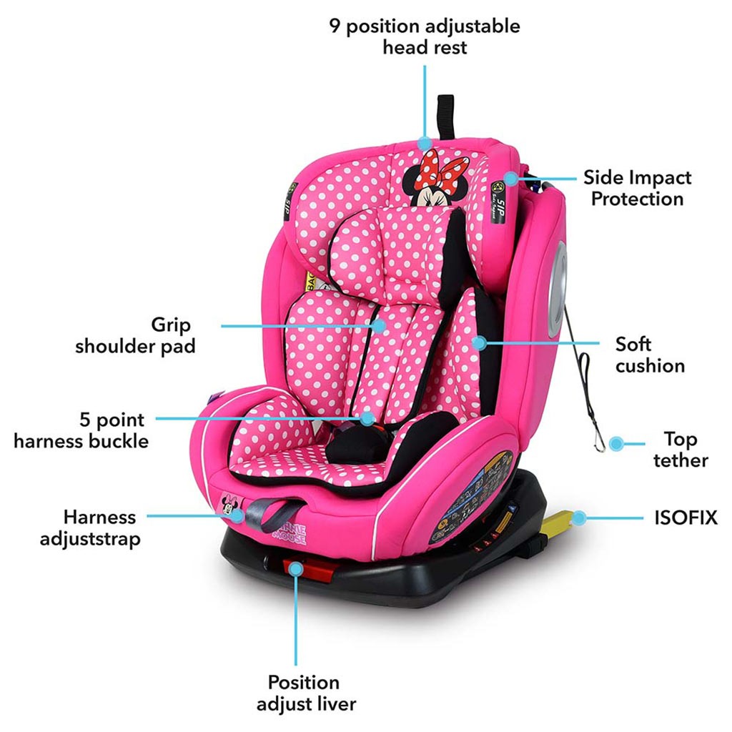 Disney Minnie Mouse 4-In-1 Car Seat For Baby & Kids Up to 36 Kg YC06- Minnie -A - Easy Pharmacy LLC