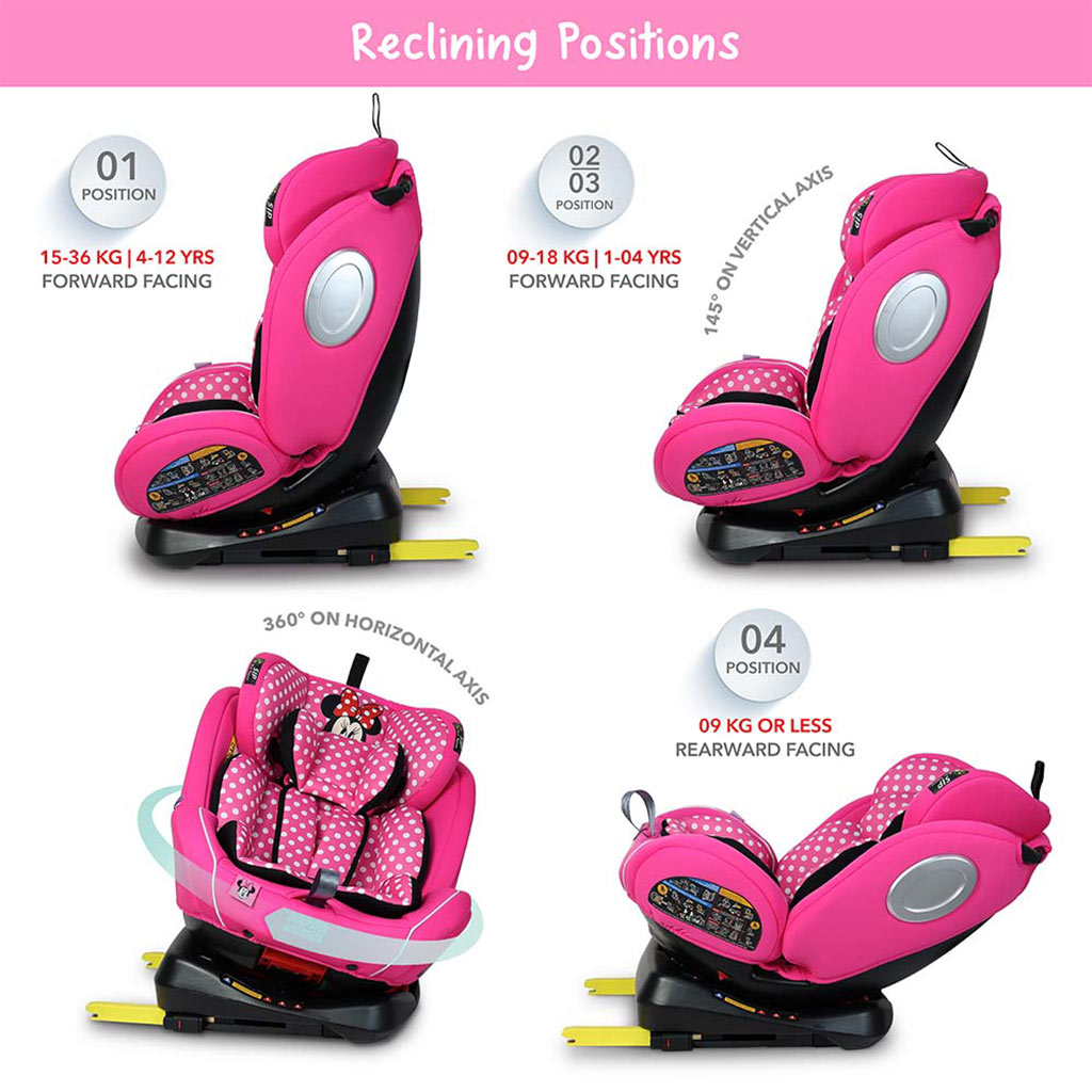 Disney Minnie Mouse 4-In-1 Car Seat For Baby & Kids Up to 36 Kg YC06- Minnie -A - Easy Pharmacy LLC
