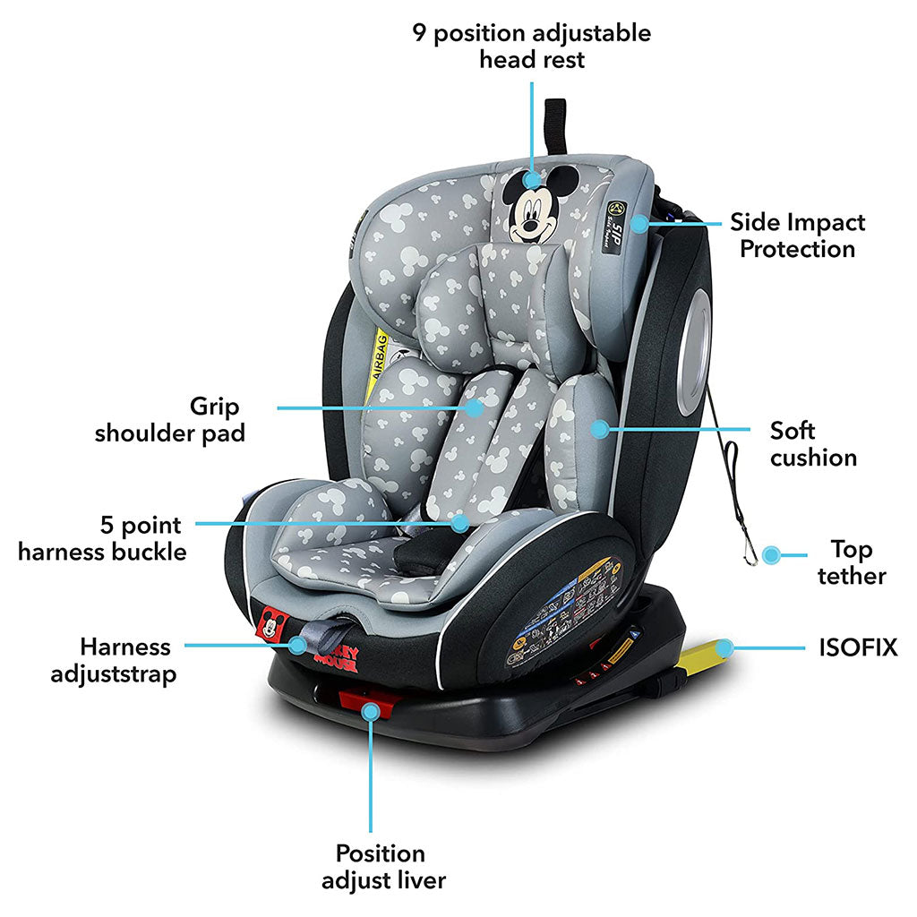 Disney Mickey Mouse 4-In-1 Car Seat For Baby/Kids Up to 36Kg -YC06 Mickey - B - Easy Pharmacy LLC
