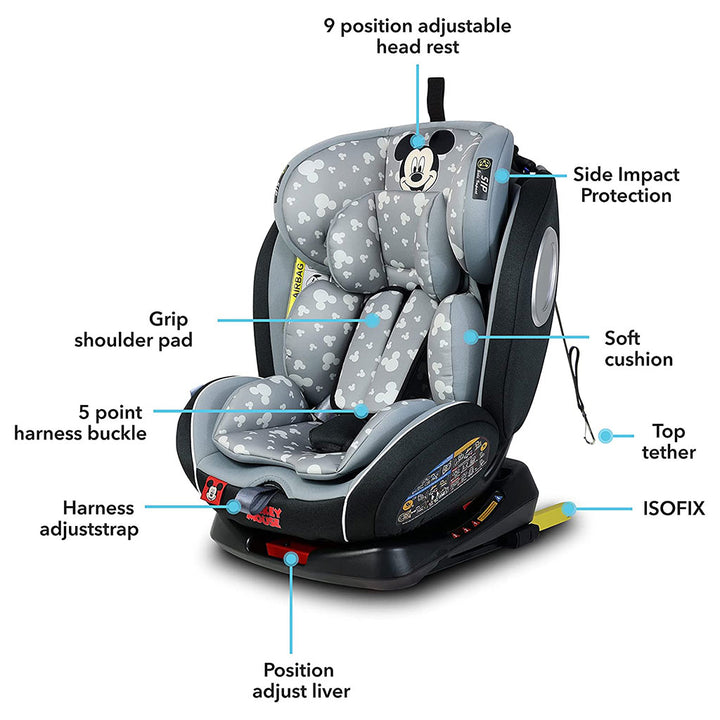 Disney Mickey Mouse 4-In-1 Car Seat For Baby/Kids Up to 36Kg -YC06 Mickey - B - Easy Pharmacy LLC