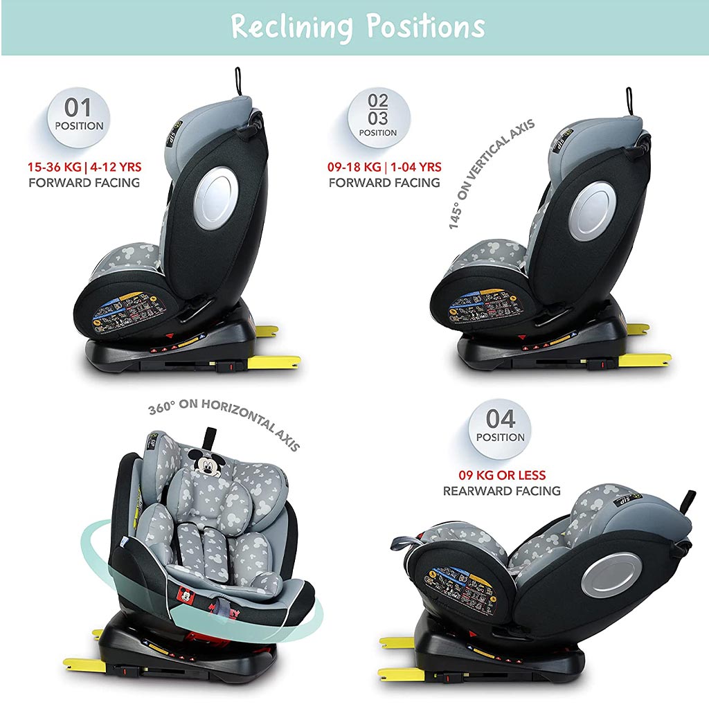 Disney Mickey Mouse 4-In-1 Car Seat For Baby/Kids Up to 36Kg -YC06 Mickey - B - Easy Pharmacy LLC