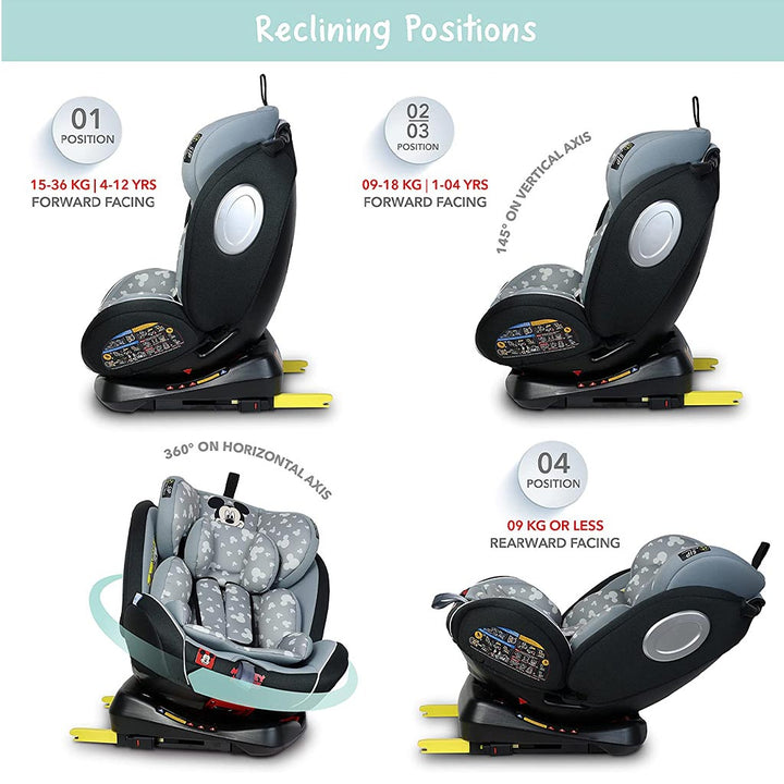 Disney Mickey Mouse 4-In-1 Car Seat For Baby/Kids Up to 36Kg -YC06 Mickey - B - Easy Pharmacy LLC
