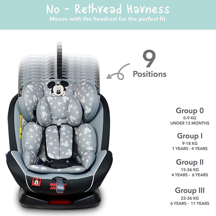Disney Mickey Mouse 4-In-1 Car Seat For Baby/Kids Up to 36Kg -YC06 Mickey - B - Easy Pharmacy LLC