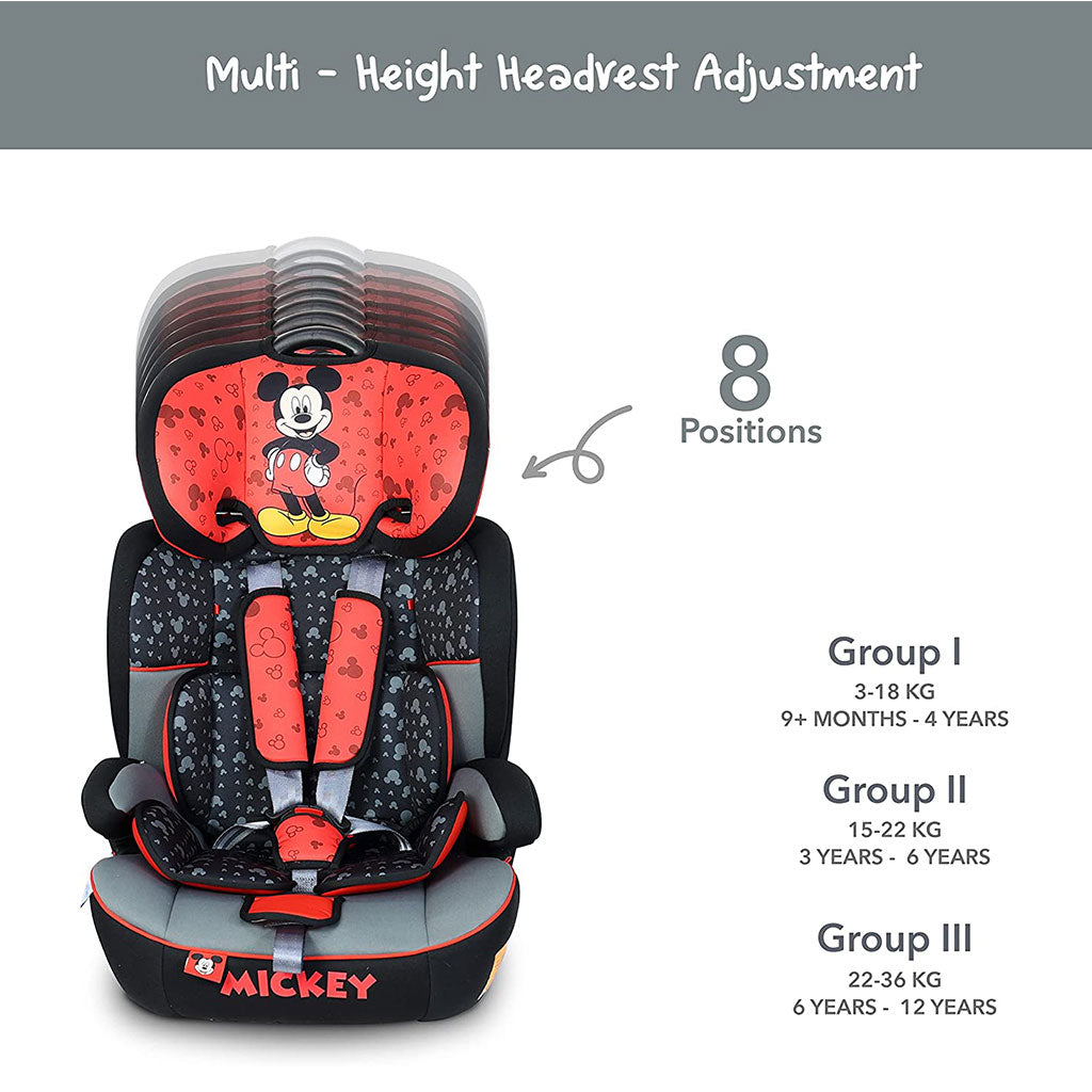 Disney Mickey Mouse 3-In-1 Car Seat For Baby/Kids Up to 36kg ZY10 - Easy Pharmacy LLC