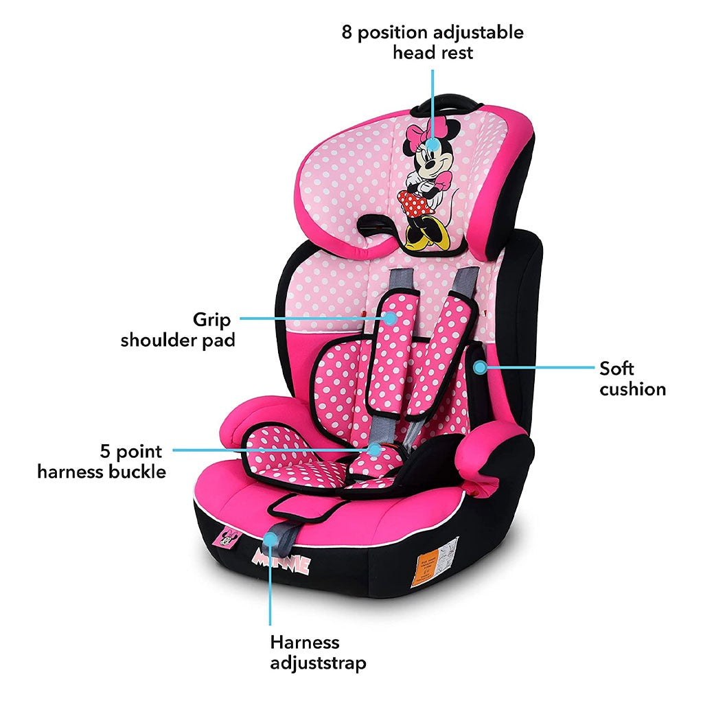 Disney Minnie Mouse 3-In-1 Car Seat For Baby/Kids Up to 36Kg - Assorted ZY10 - Easy Pharmacy LLC