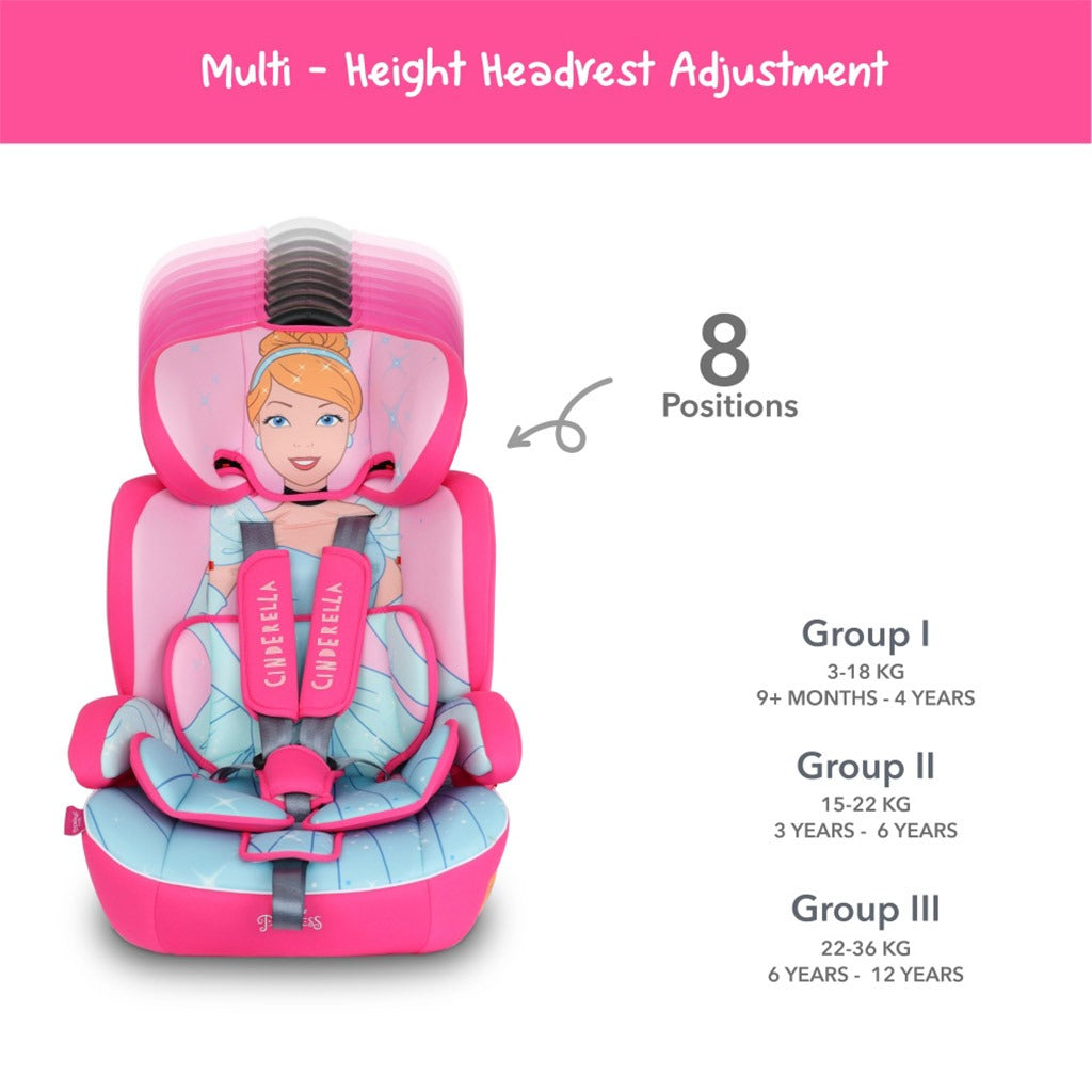 Disney Princess 3-In-1 Car Seat For Baby/Kids Up to 36Kg ZY10 - Easy Pharmacy LLC