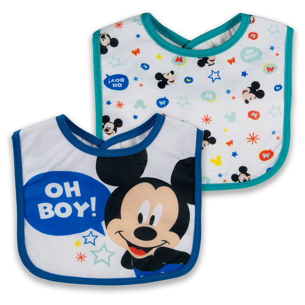 Disney Mickey Mouse Washable Waterproof Cotton Bibs For Babies, Pack of 2's - Easy Pharmacy LLC
