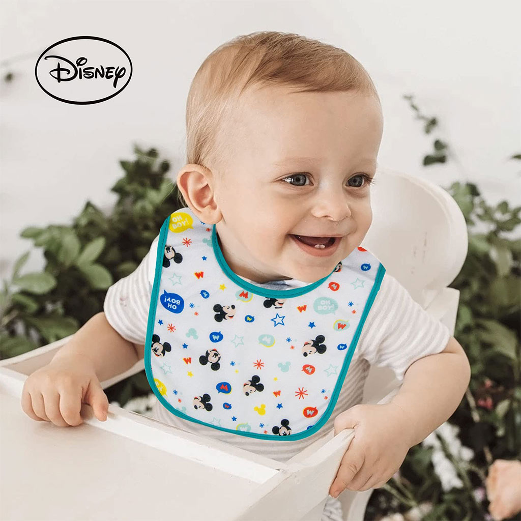 Disney Mickey Mouse Washable Waterproof Cotton Bibs For Babies, Pack of 2's - Easy Pharmacy LLC