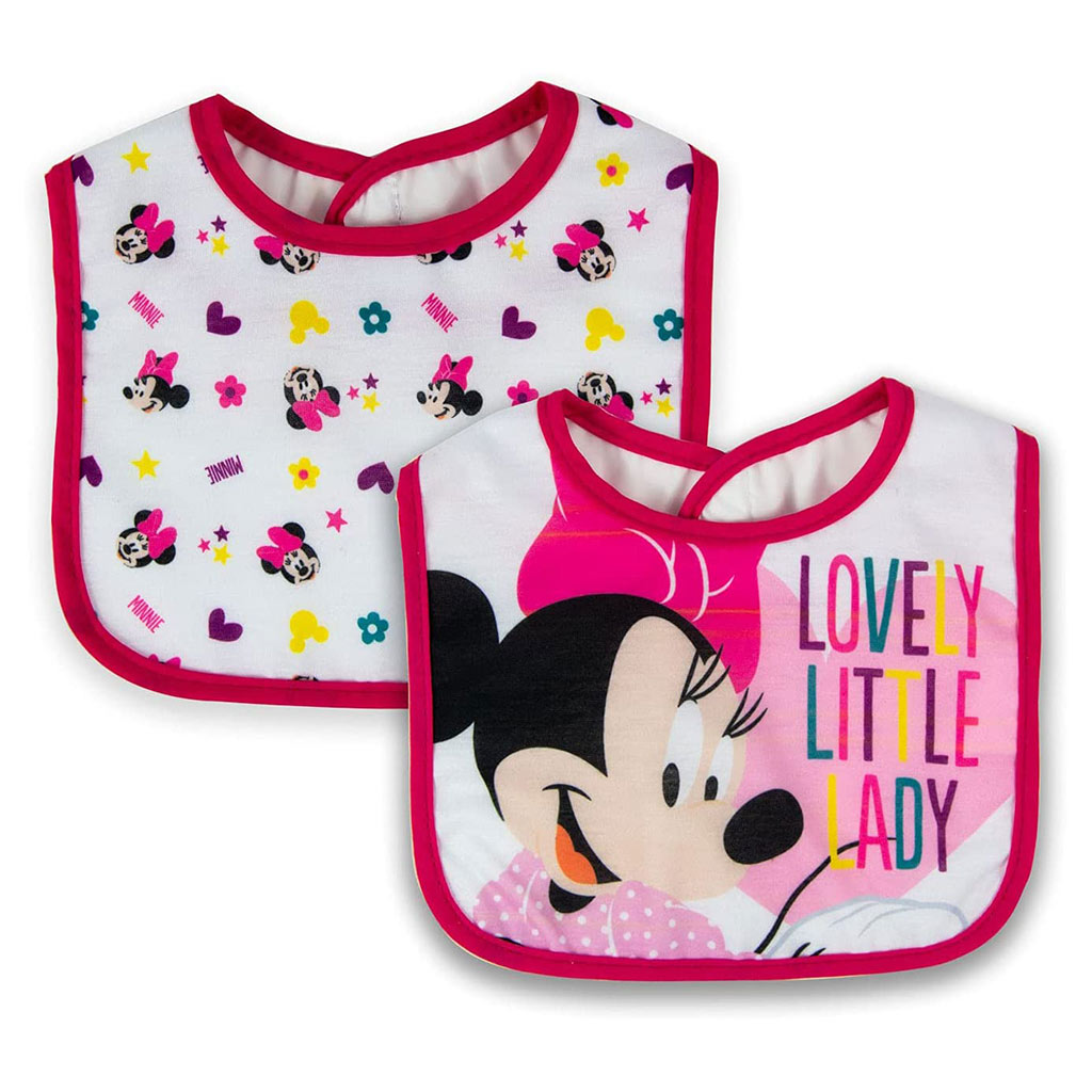 Disney Minnie Mouse Washable Waterproof Cotton Bibs For Babies, Pack of 2's - Easy Pharmacy LLC