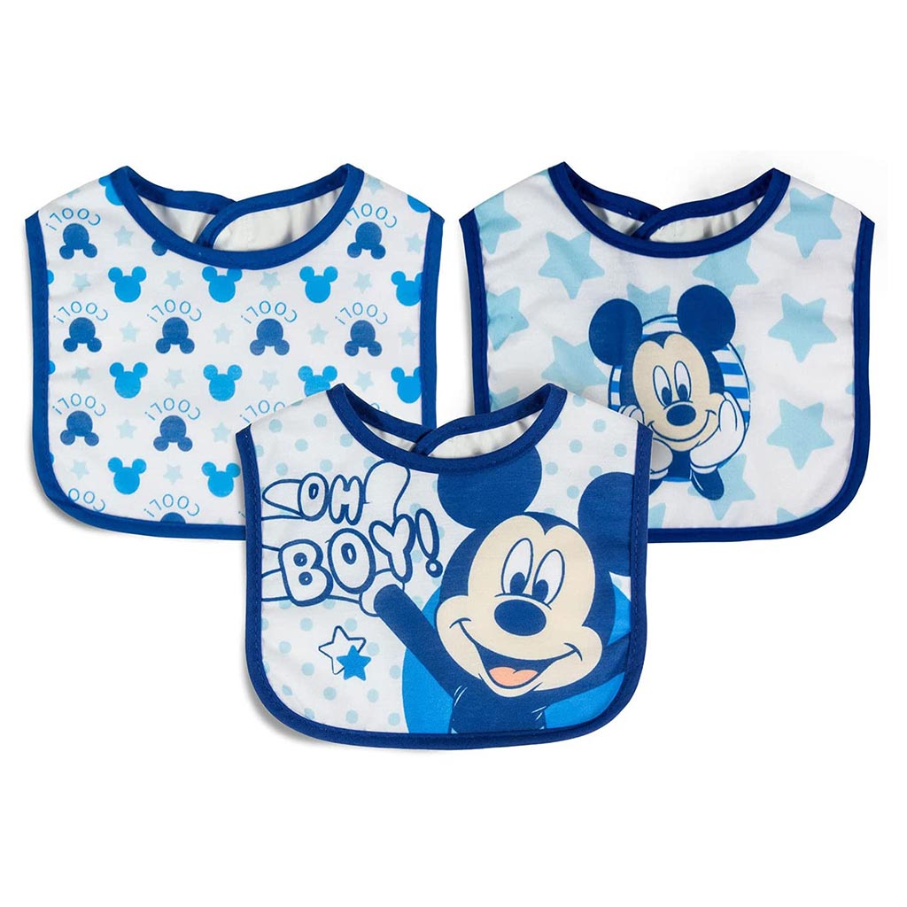 Disney Mickey Mouse Washable Waterproof Cotton Bibs For Babies, Pack of 3's - Easy Pharmacy LLC