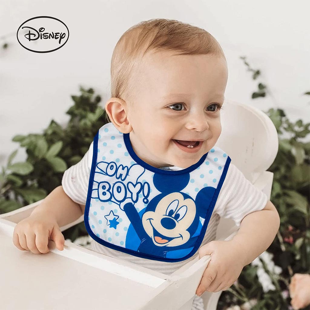 Disney Mickey Mouse Washable Waterproof Cotton Bibs For Babies, Pack of 3's - Easy Pharmacy LLC