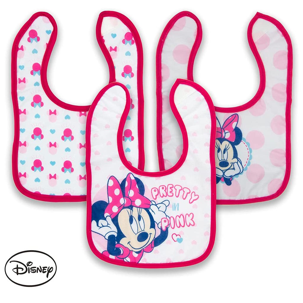 Disney Minnie Mouse Washable Waterproof Cotton Bibs For Babies, Pack of 3's - Easy Pharmacy LLC
