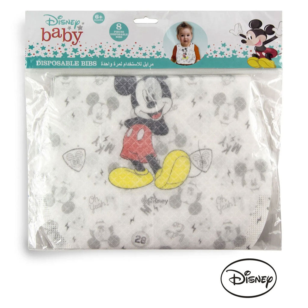 Disney Mickey Mouse Leak Proof Disposable Baby Bibs Assorted, Pack of 8's - Easy Pharmacy LLC