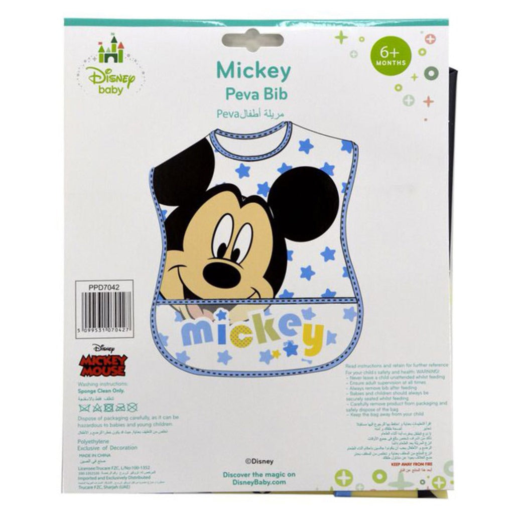 Disney Mickey Mouse Washable Waterproof Peva Apron Bib For 6+ Month Baby, Pack of 1's - Easy Pharmacy LLC