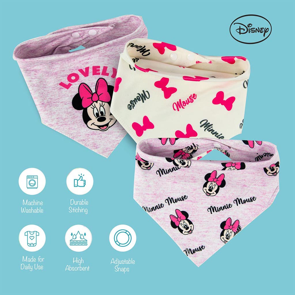 Disney Minnie Mouse Bandana Bib For Baby, Pack of 3's - TRHA15986B - Easy Pharmacy LLC