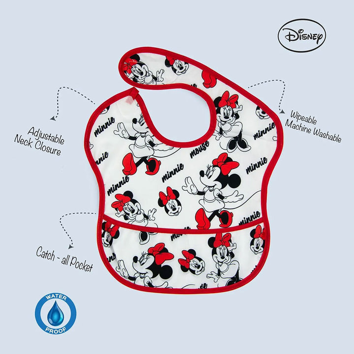 Disney Minnie Mouse Washable Waterproof Bib For 6+ Months Baby, Pack of 1's - Easy Pharmacy LLC