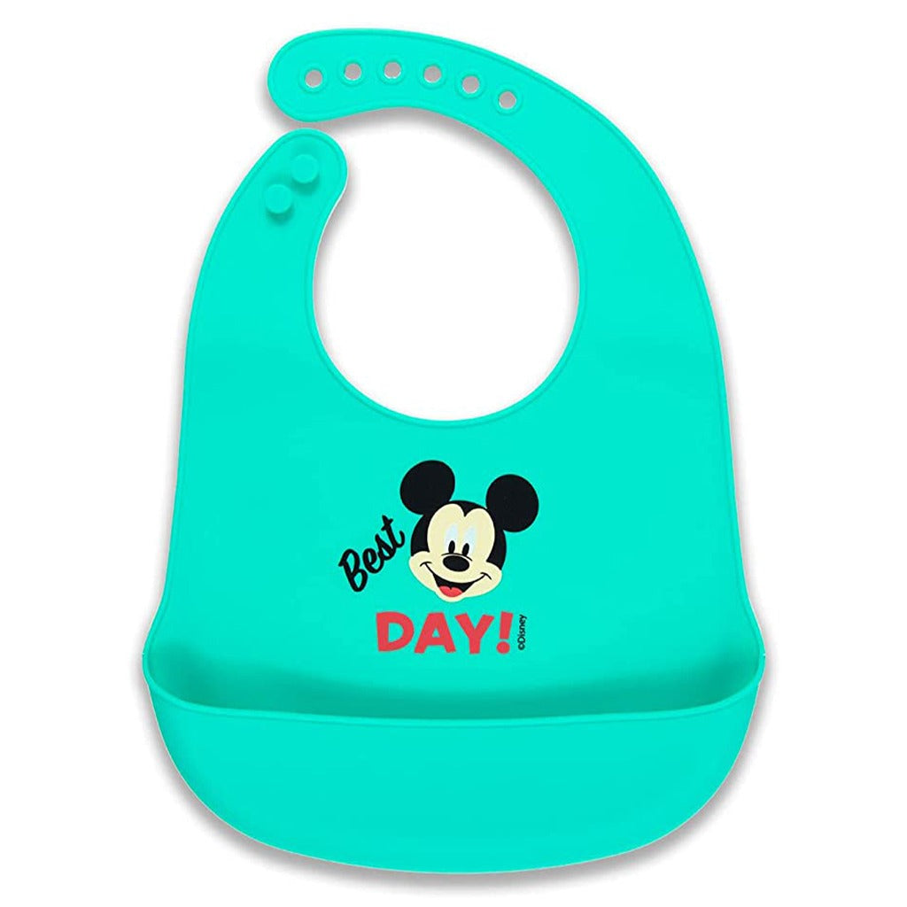 Disney Mickey Mouse Super Soft, Easy Clean Silicone Bib For 6+ Months Baby, Green, Pack of 1's - Easy Pharmacy LLC