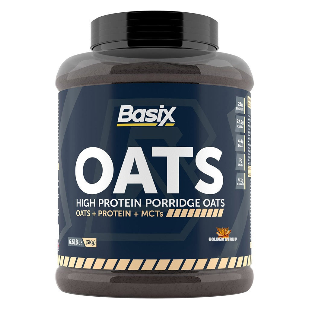Basix Oats High Protein Porridge Oats + Proteins + MCTs Golden Syrup 3kg - Easy Pharmacy LLC