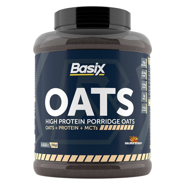 Basix Oats High Protein Porridge Oats + Proteins + MCTs Golden Syrup 3kg - Easy Pharmacy LLC