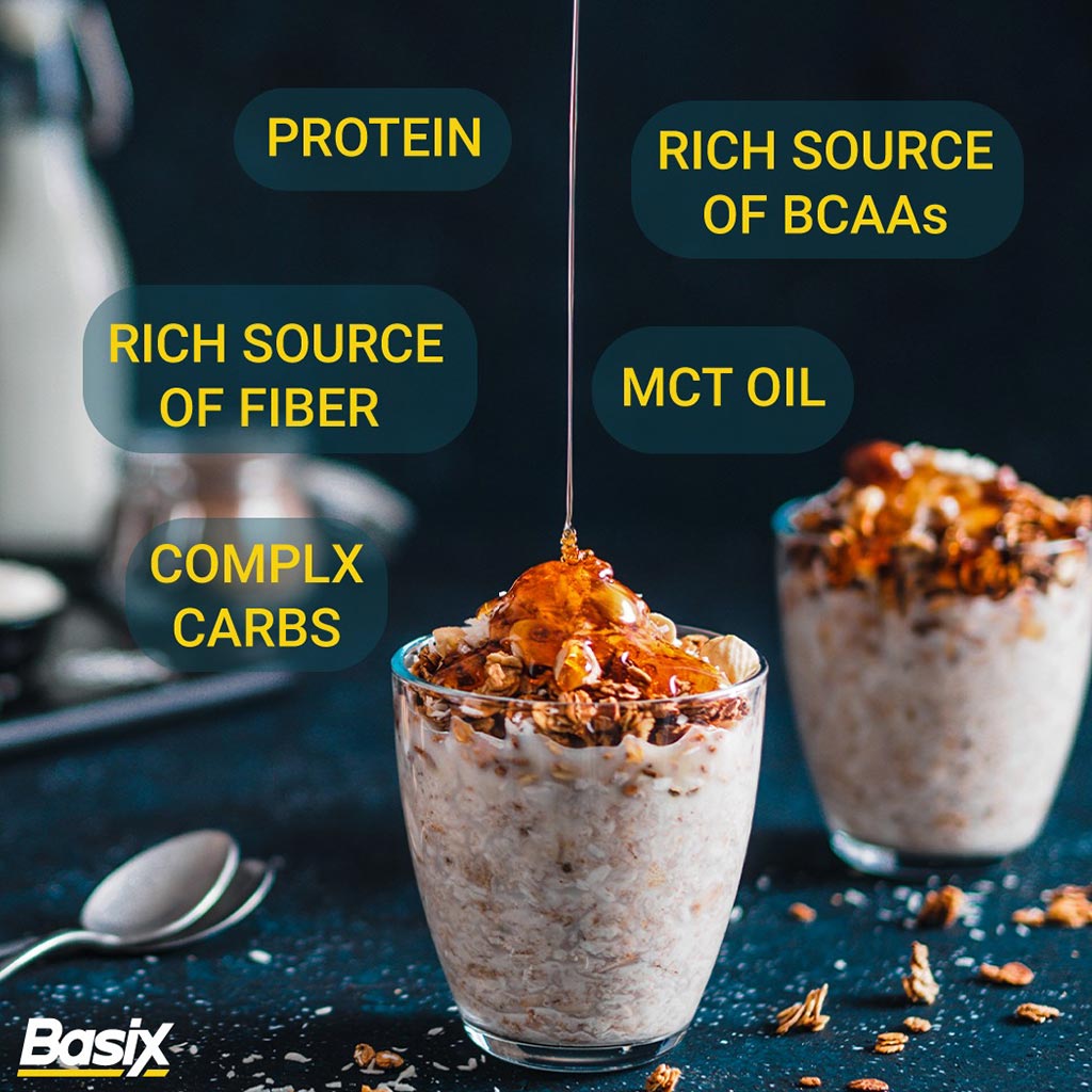 Basix Oats High Protein Porridge Oats + Proteins + MCTs Golden Syrup 3kg - Easy Pharmacy LLC