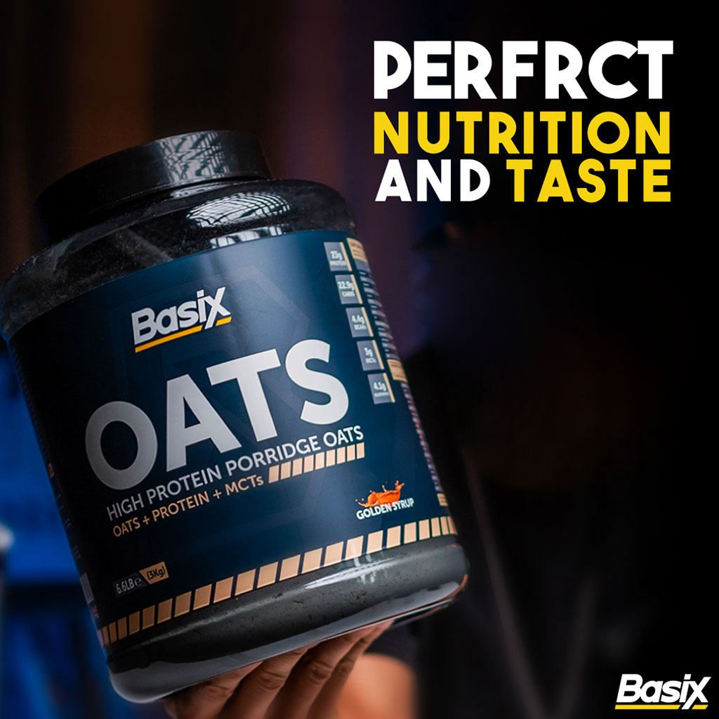 Basix Oats High Protein Porridge Oats + Proteins + MCTs Golden Syrup 3kg - Easy Pharmacy LLC