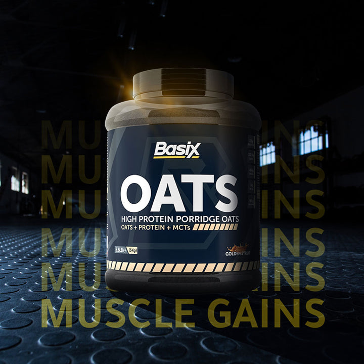 Basix Oats High Protein Porridge Oats + Proteins + MCTs Golden Syrup 3kg - Easy Pharmacy LLC